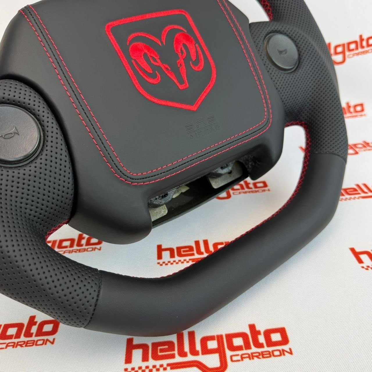 Custom 1994–1997 Ram 3500 OEM Steering Wheel – Red Leather Edition - Image 5