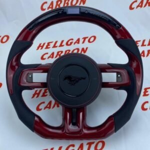Full Custom 2020 Mustang OEM Red Carbon Fiber Steering Wheel – LED Shift Light Edition