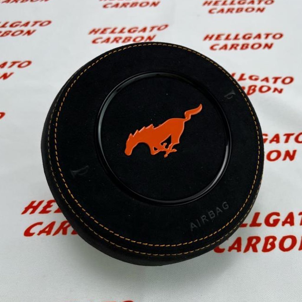 Full Custom 2016 Mustang OEM Carbon Fiber Steering Wheel – Orange Edition - Image 4