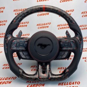 Full Custom 2022 Mustang OEM Red Forged Carbon Fiber Steering Wheel