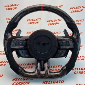 Full Custom 2015–2017 Mustang GT OEM Red Forged Carbon Steering Wheel