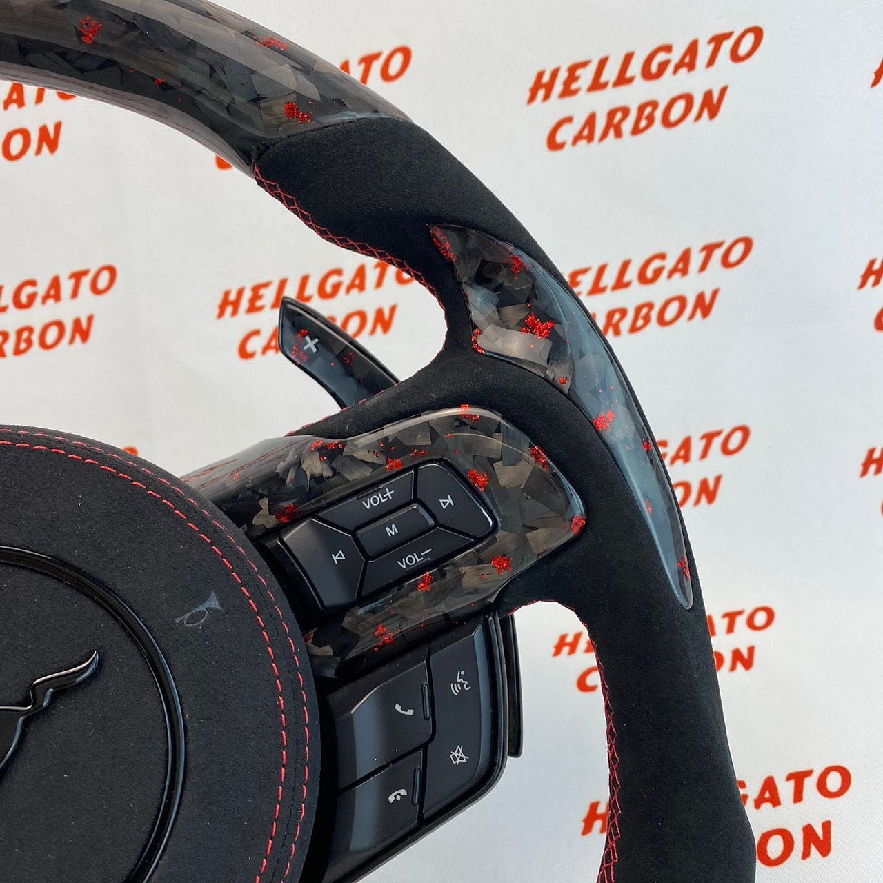 Full Custom 2015–2017 Mustang GT OEM Red Forged Carbon Steering Wheel - Image 5
