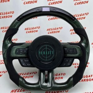 Full Custom 2018–2023 Mustang OEM Manual Steering Wheel – Green Reflective Carbon Edition