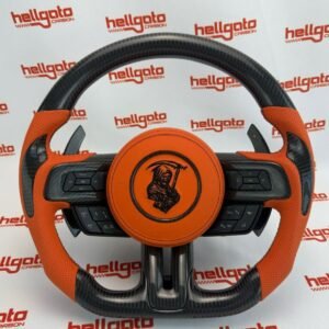 Custom 2018–2023 Mustang OEM Gloss Black Carbon Steering Wheel – Orange Edition