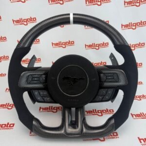 Custom 2018–2023 Mustang OEM Gloss Black Carbon Steering Wheel – White Edition