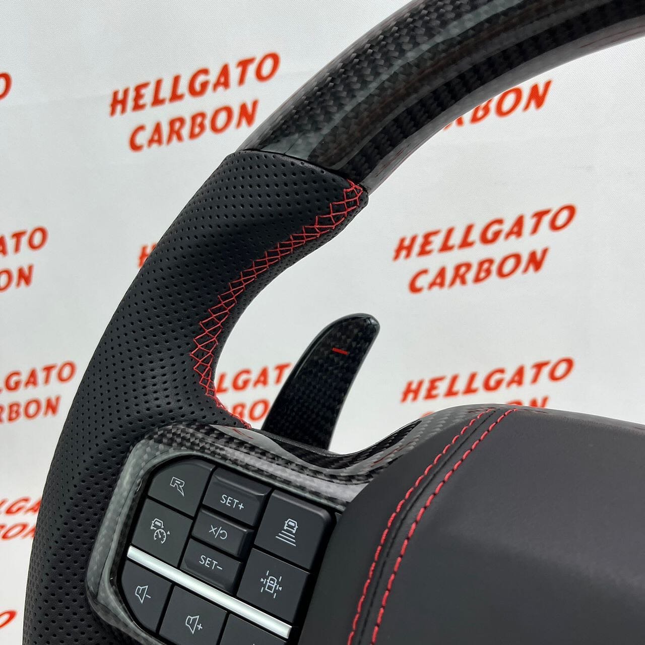 2021+ Ford F-150 Shelby Raptor Custom Gloss Black Carbon Fiber Steering Wheel | OEM Flat Bottom | Shelby Edition - Image 8