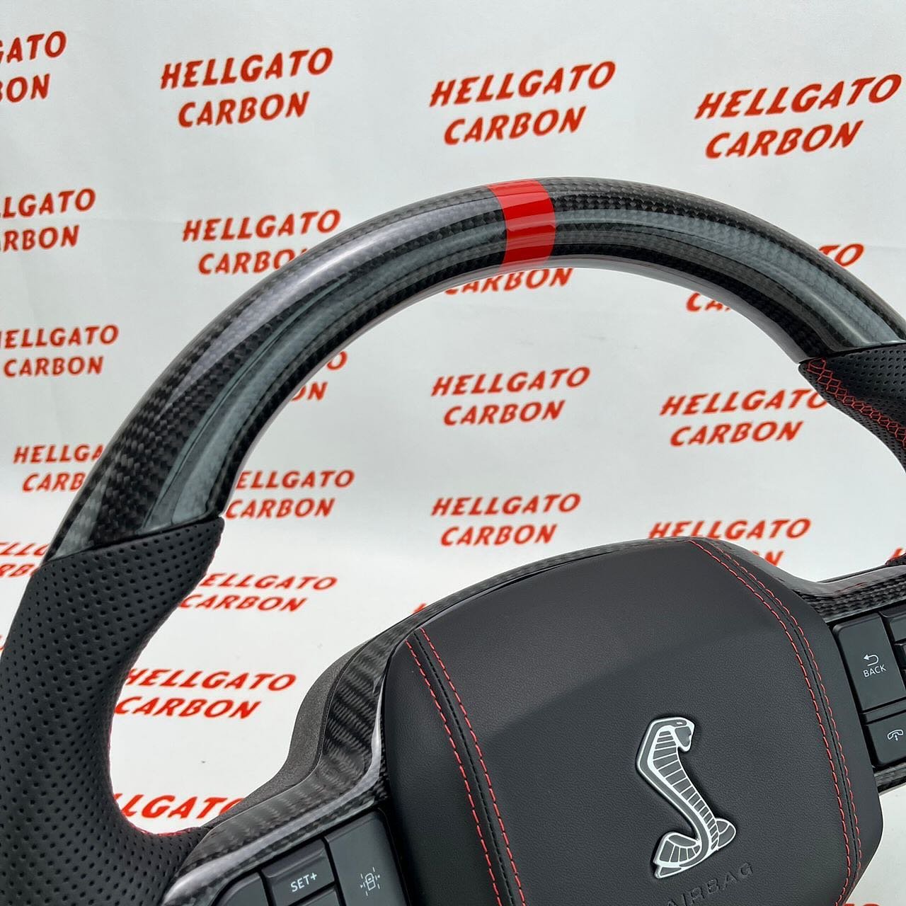 2021+ Ford F-150 Custom Gloss Black Carbon Fiber Steering Wheel | OEM Flat Bottom | Shelby Edition - Image 5