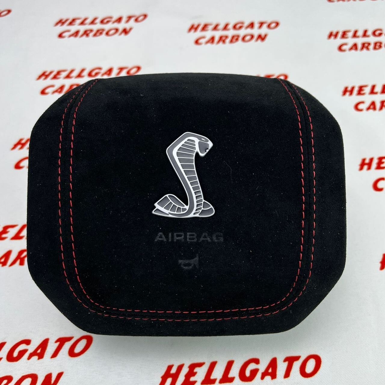 2021+ Ford F-150 Custom Gloss Black Carbon Fiber Steering Wheel | OEM Flat Bottom | Red Italian Alcantara | Shelby Edition - Image 8