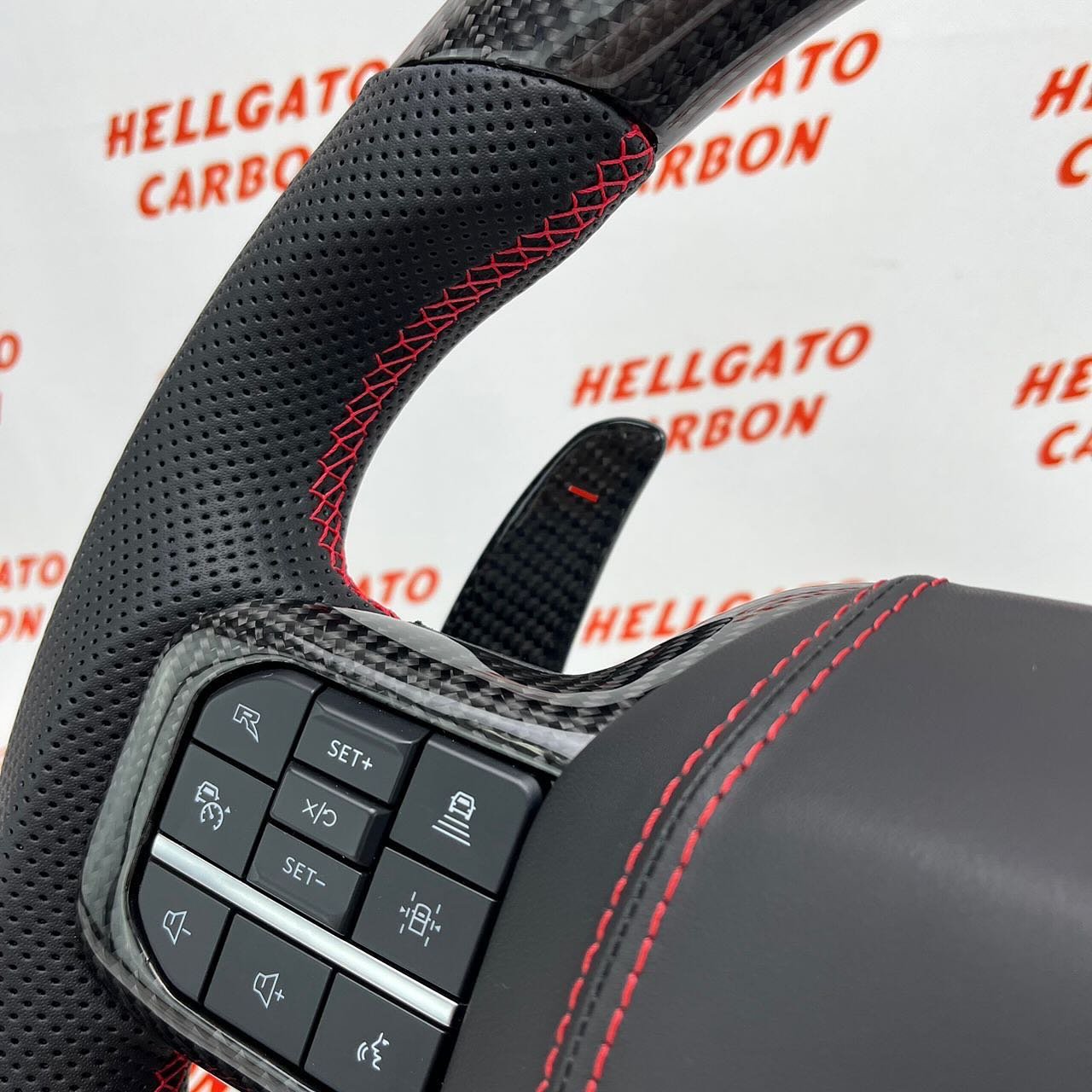 2021+ Ford F-150 Raptor Shelby Custom Gloss Black Carbon Fiber Steering Wheel | OEM Flat Bottom | LED Shift Lights | Shelby Edition - Image 8