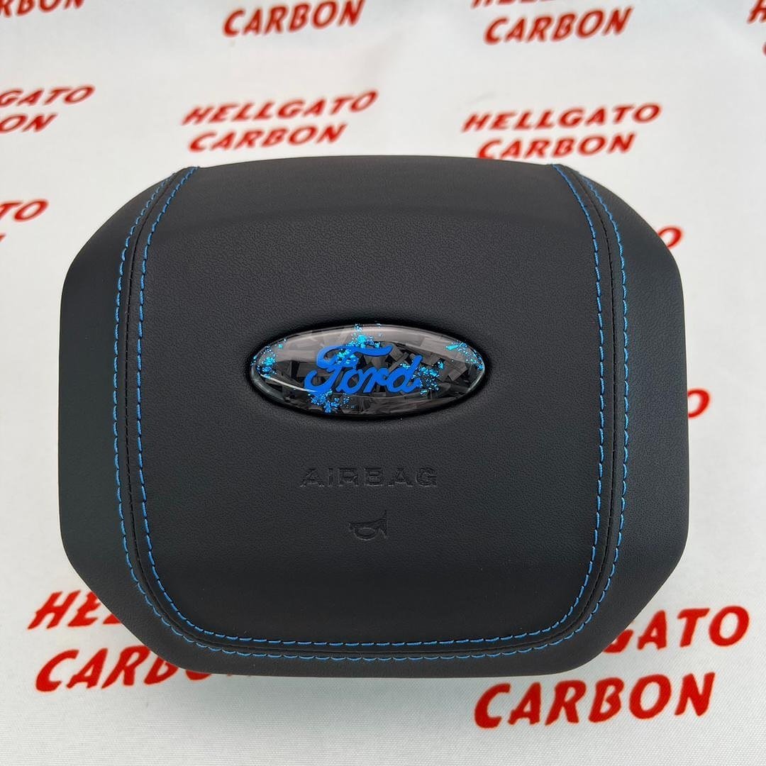 2021+ Ford F-150 Custom Blue Forged Carbon Fiber Steering Wheel | Genuine OEM Flat Bottom | LED Shift Lights | Custom Ford Logo - Image 6