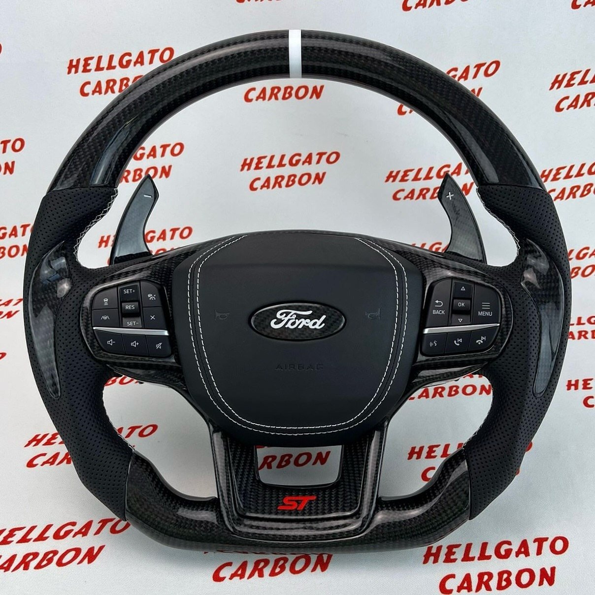 Custom 2022 Ford Explorer ST Carbon Fiber Steering Wheel - Image 2