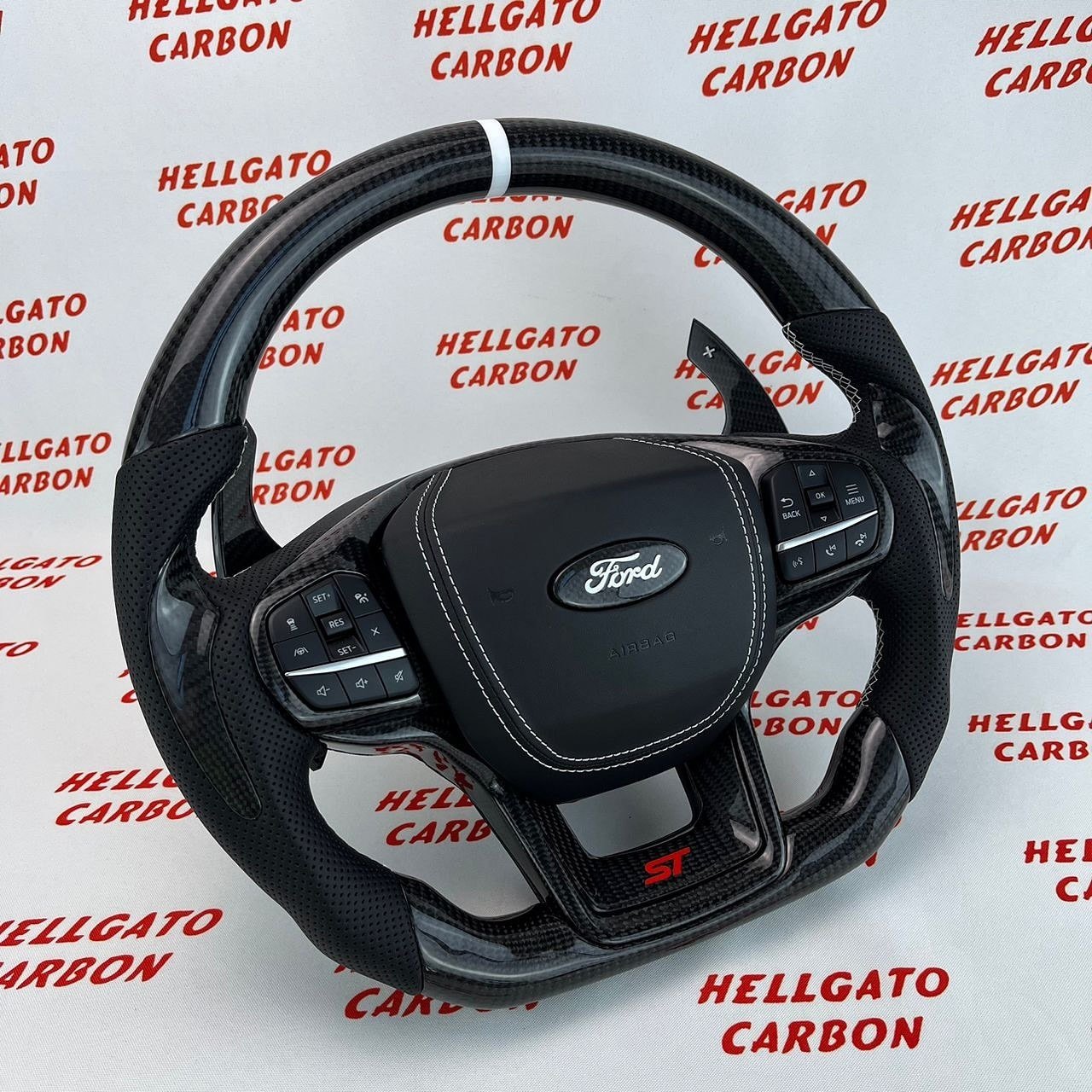 Custom 2022 Ford Explorer ST Carbon Fiber Steering Wheel - Image 3